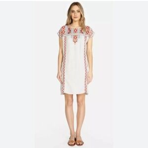 Johnny Was Ezra Linen Embroidered Linen Shift Dress Size S  Boho Festival